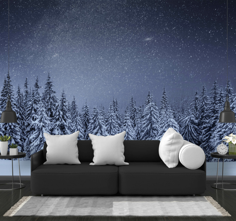 Snowy Pine Landscape nature wall mural - TenStickers