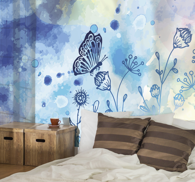 Soaring wings and flowers flowers wall mural - TenStickers