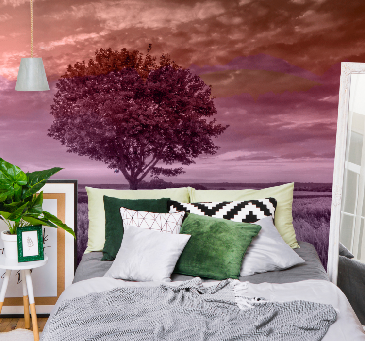 Solitary Tree Silhouette forest wall mural - TenStickers