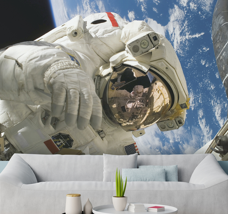 Space wall mural astronaut in space - TenStickers