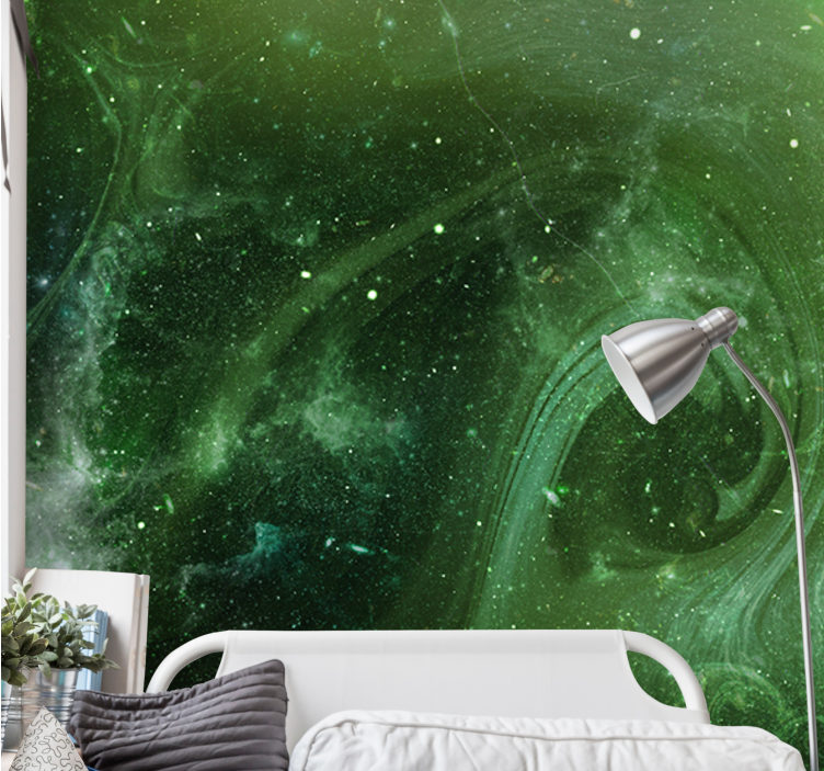 Space wall mural cosmic green swirl - TenStickers