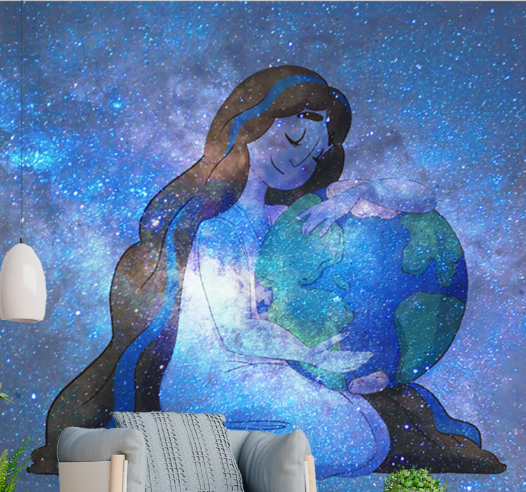 Space wall mural embracing planet earth - TenStickers