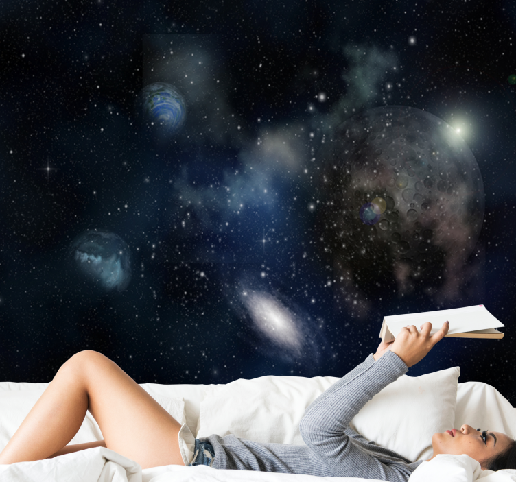 Space wall mural galactic exploration scene - TenStickers