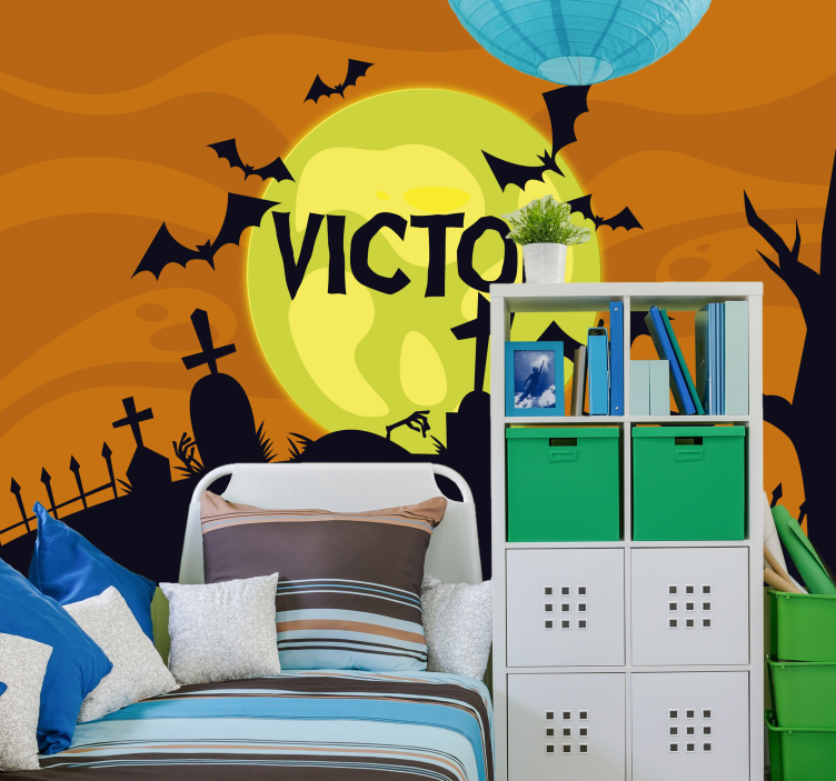 Spooky Graveyard Scene wall mural halloween - TenStickers