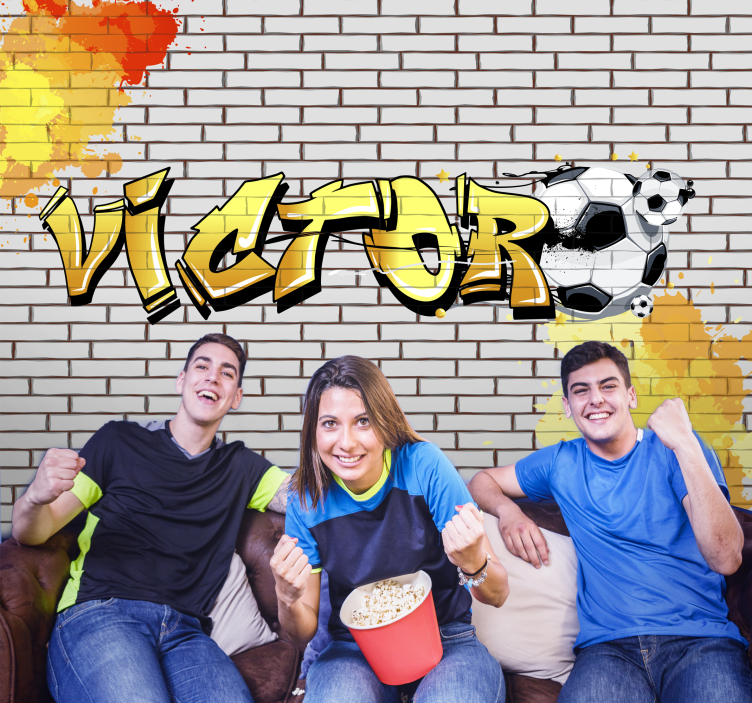Football custom brick design urban art wall mural - TenStickers