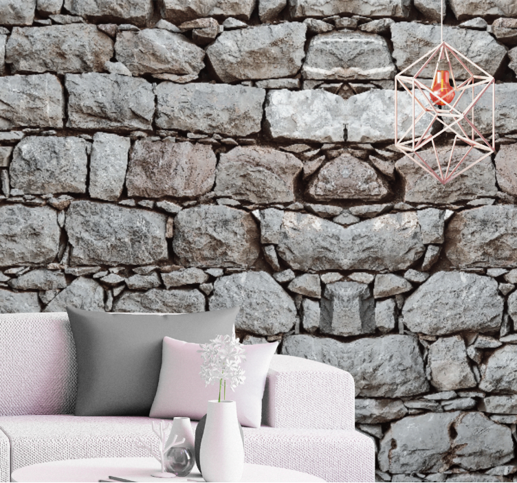 Stone wall mural rugged stone texture - TenStickers
