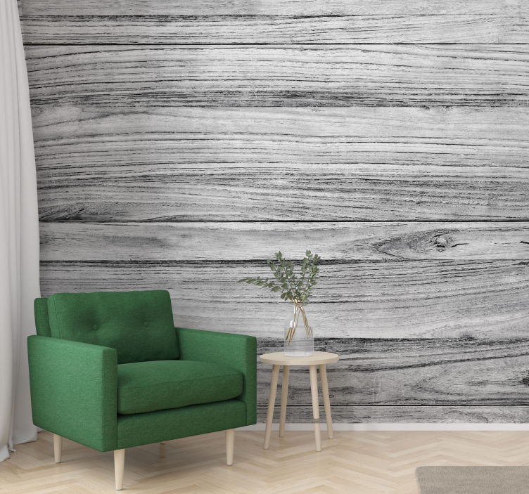 Stone wall mural textured grey wood design - TenStickers