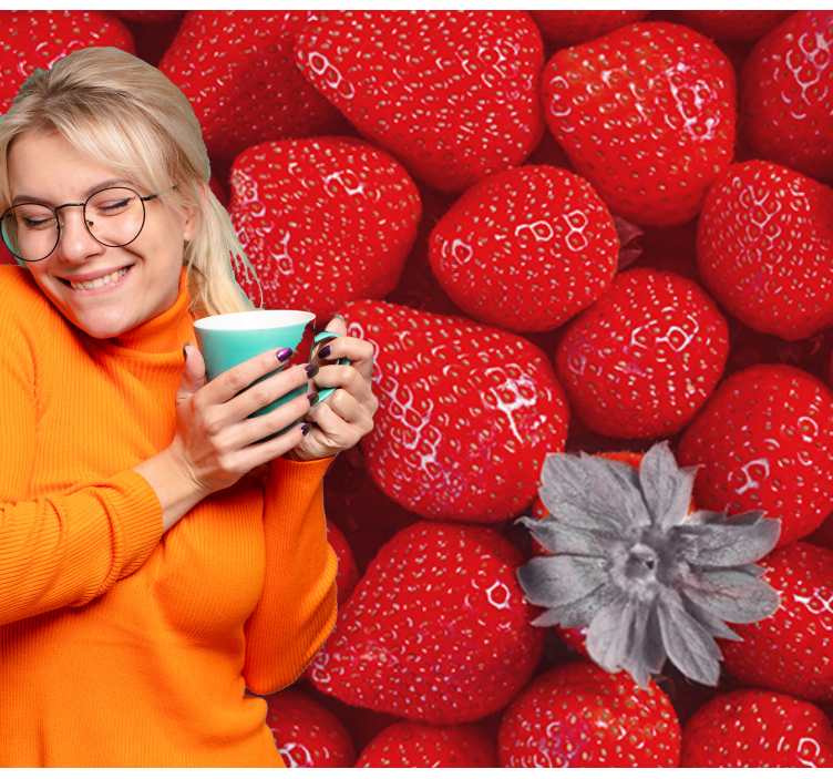 Strawberry and bloom flowers wall mural - TenStickers