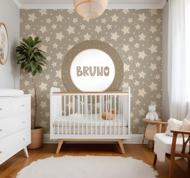 Striped stars wall mural nursery - TenStickers
