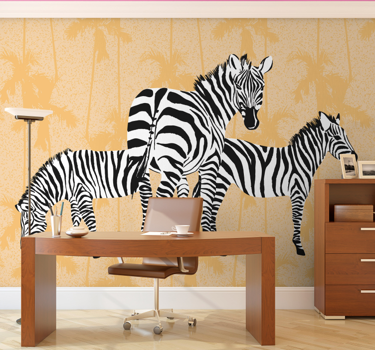 Stylized Zebra Trio wall mural animals - TenStickers
