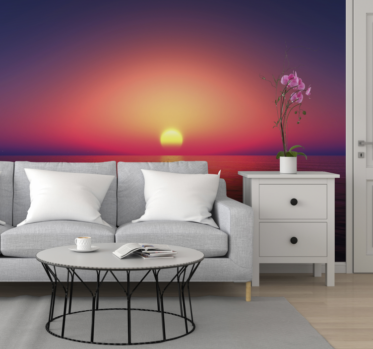 Sun set over the sea wall mural - TenStickers