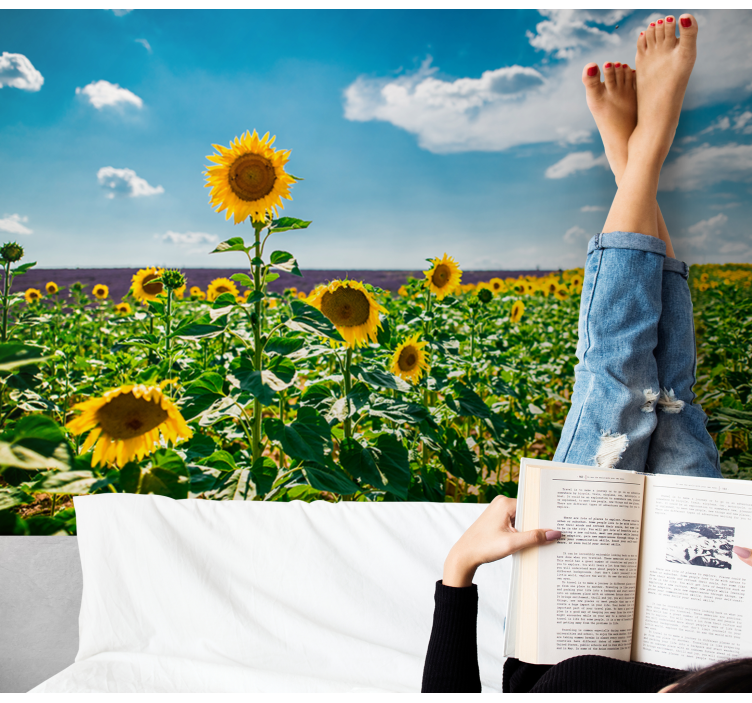 Sunflower Field Bliss flowers wall mural - TenStickers