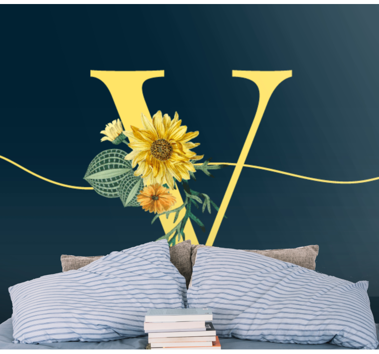 Sunflower Initial Elegance flowers wall mural - TenStickers
