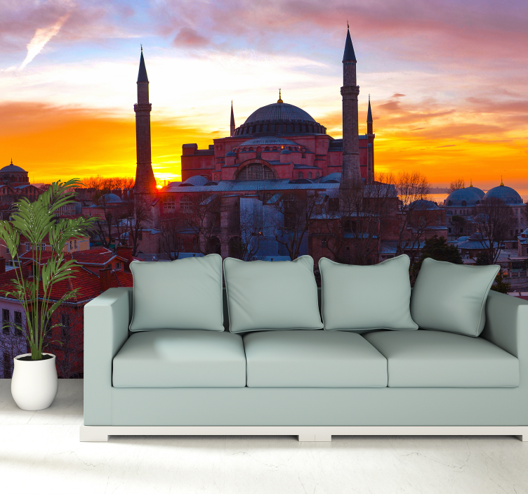 Sunset Cityscape Panorama other wall mural city - TenStickers