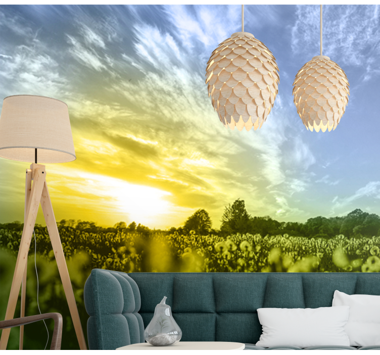 Sunset Flower Field flowers wall mural - TenStickers