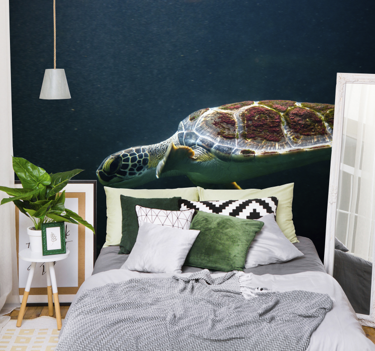 Master bedroom mural swimming sea turtle - TenStickers