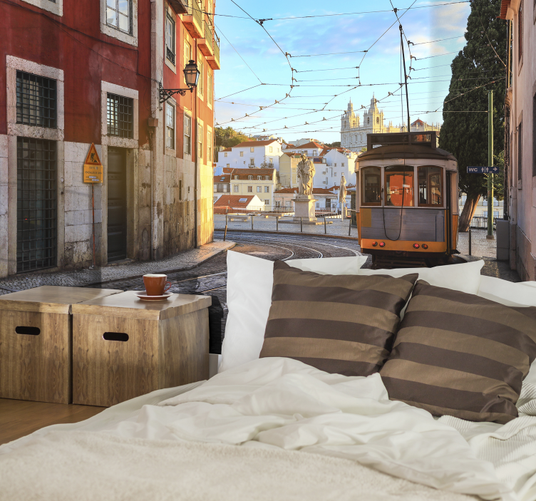 Tram Street Scene wall mural city - TenStickers