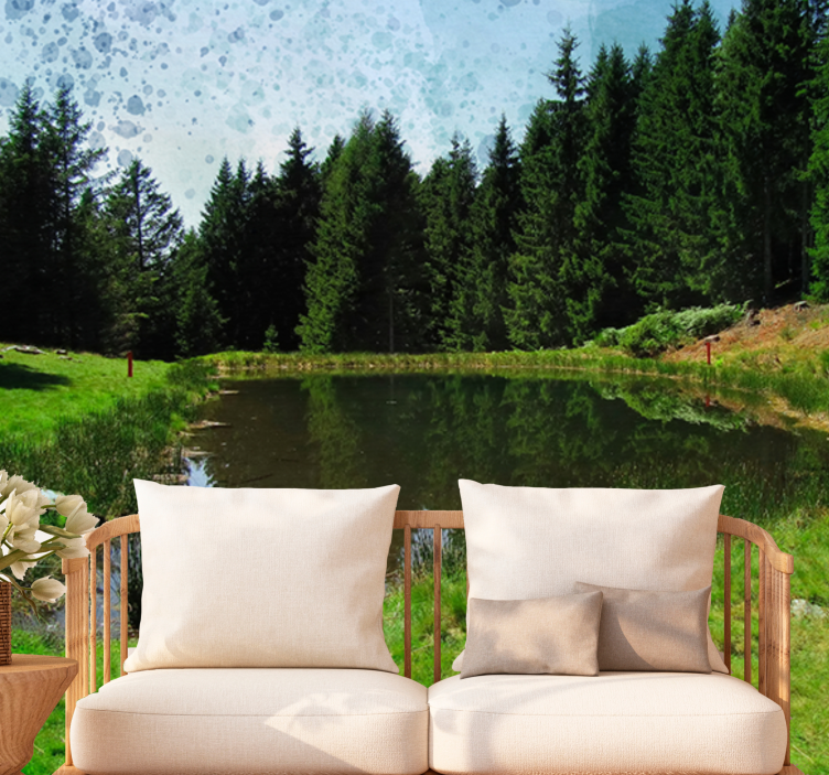 Tranquil forest view landscape wall mural - TenStickers