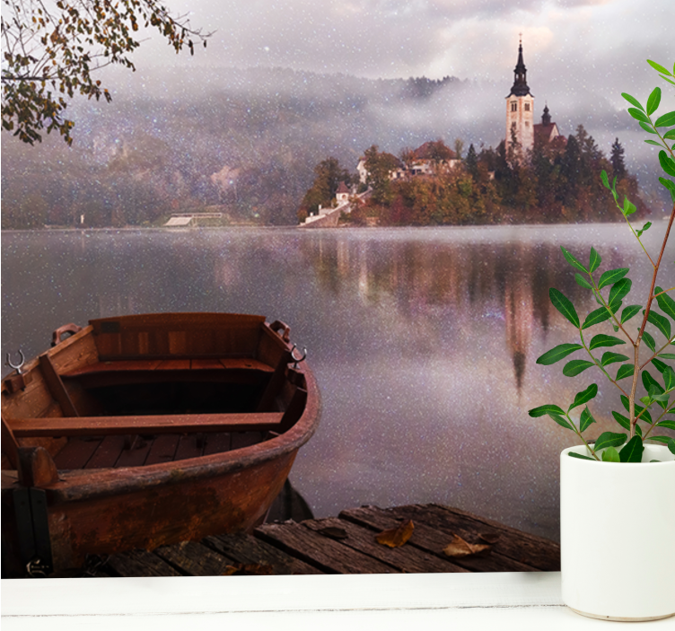 Tranquil lake view landscape wall mural - TenStickers
