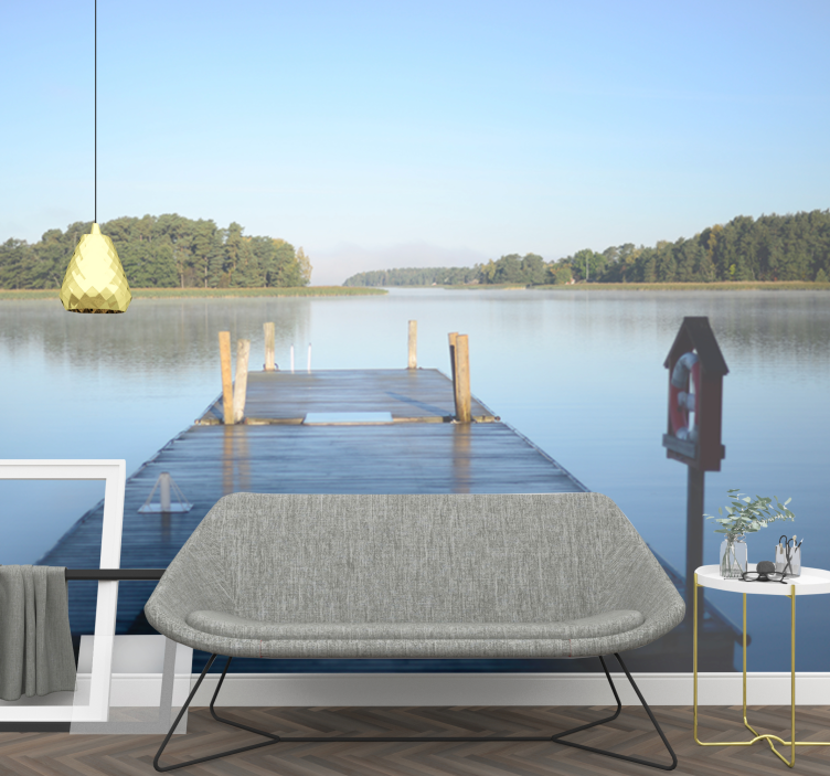 Tranquil dock lake mural wallpaper - TenStickers