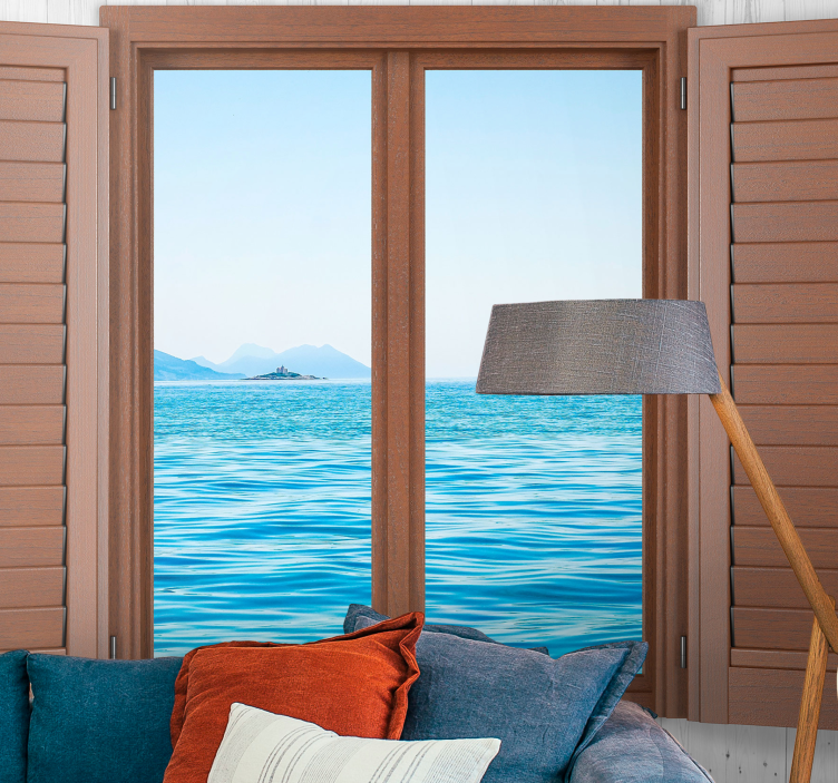 Tranquil window view sea wall mural - TenStickers