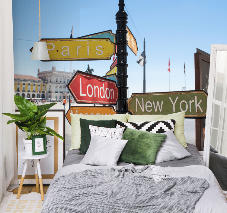 Travel Direction Signpost other wall mural city - TenStickers