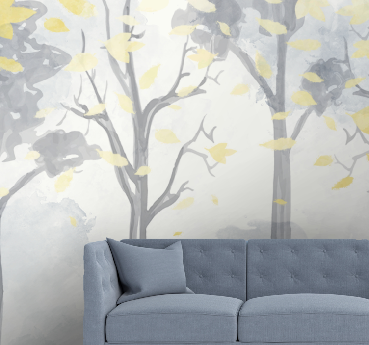 Trees wall mural autumn tree silhouettes - TenStickers