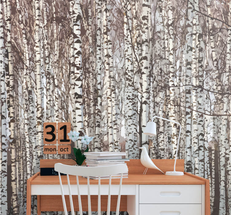 Trees wall mural birch tree forest - TenStickers