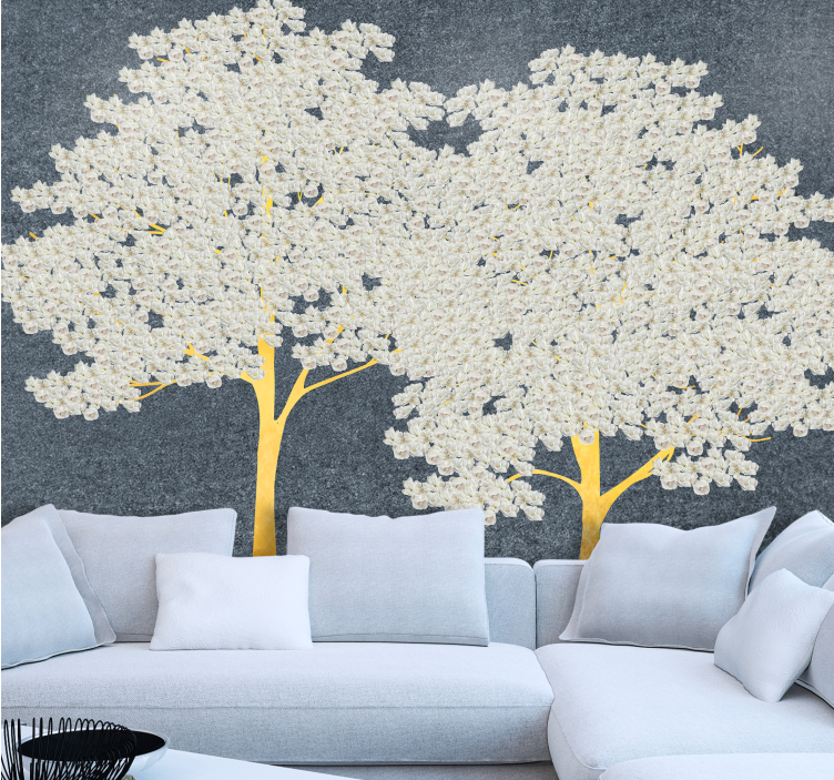 Trees wall mural elegant tree silhouettes - TenStickers