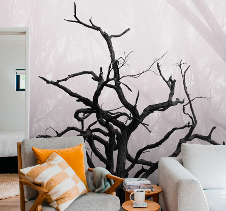 Trees wall mural intricate branches silhouette - TenStickers