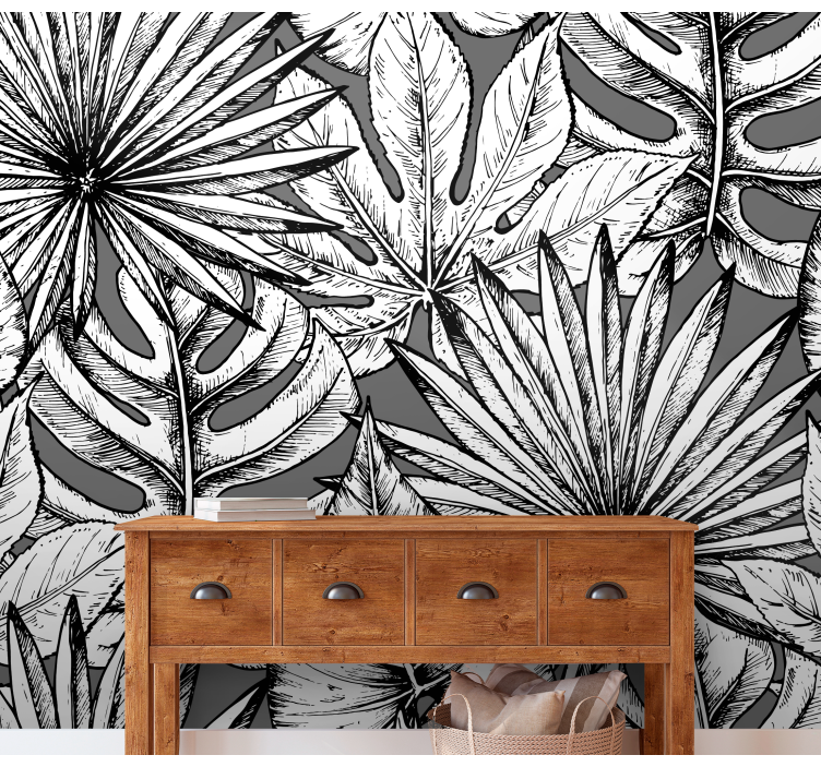 Trees wall mural intricate leaf design - TenStickers