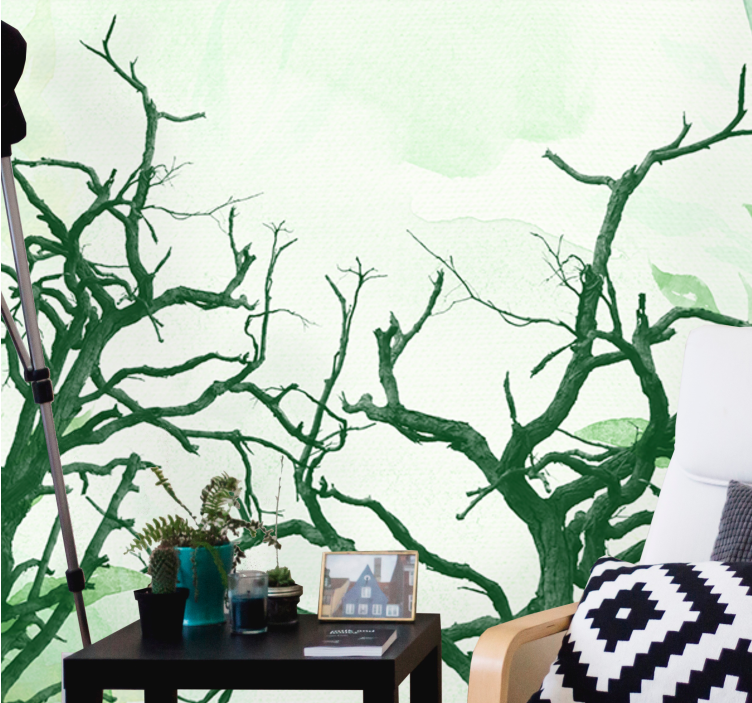 Trees wall mural intricate tree silhouettes - TenStickers