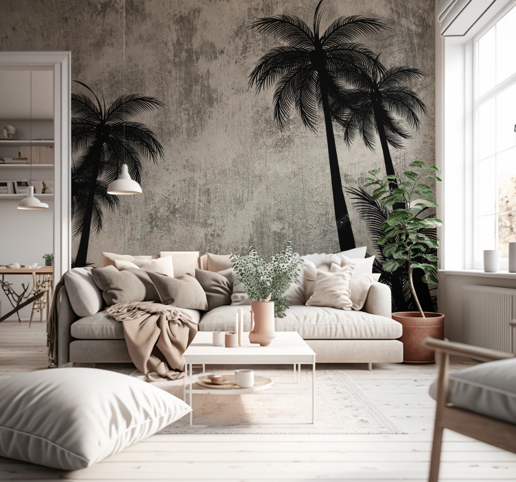 Trees wall mural outline of palm trees - TenStickers