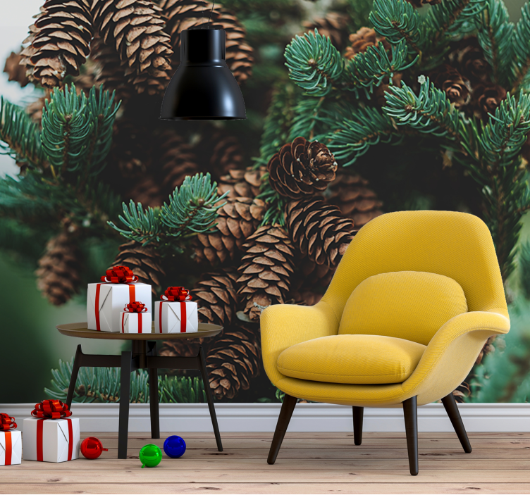 Trees wall mural pine cone cluster - TenStickers