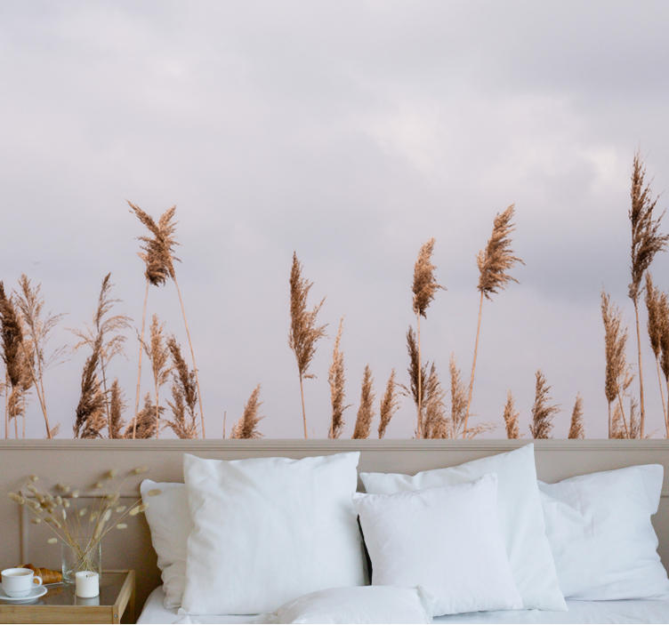 Trees wall mural tall grass silhouettes - TenStickers