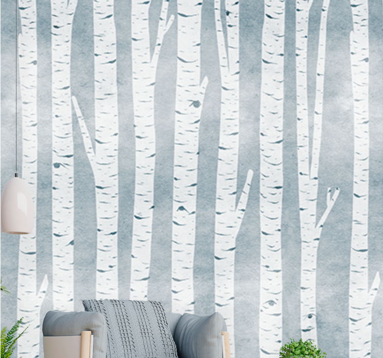 Trees wall mural white birch forest - TenStickers