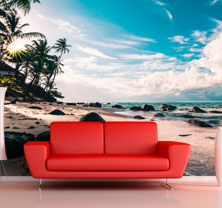 Tropical Beach Sunset sea wall mural - TenStickers