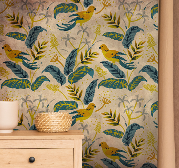 Tropical Bird Pattern wall mural animals - TenStickers