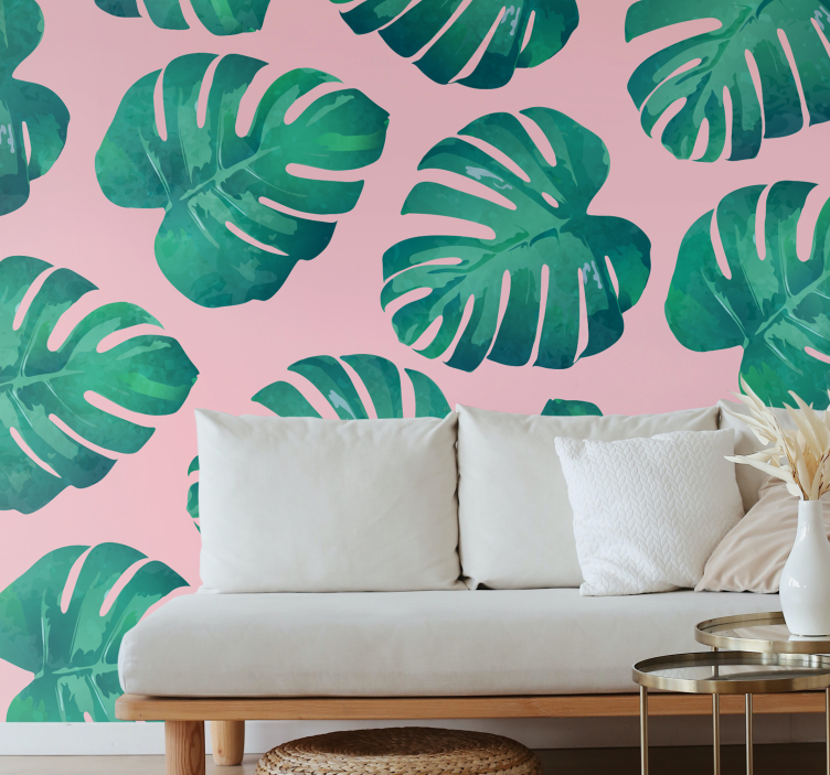 Tropical Leaf Print nature wall mural - TenStickers