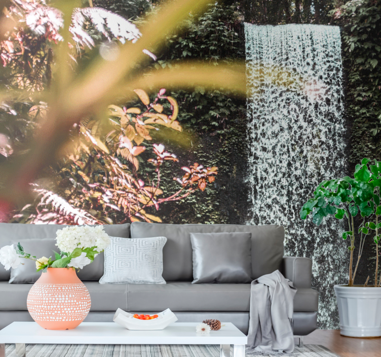 Tropical serene atmosphere waterfall wall mural - TenStickers