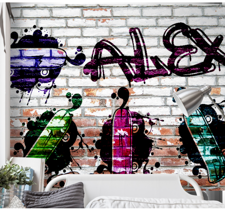 Urban art wall mural colorful skateboard design - TenStickers