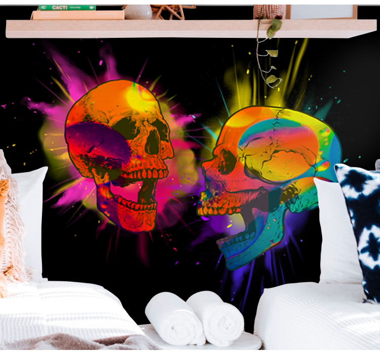 Urban art wall mural colorful skull design - TenStickers