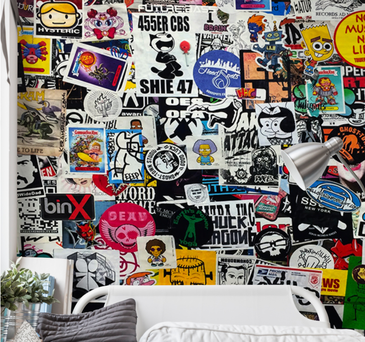Urban art wall mural colorful sticker collage - TenStickers