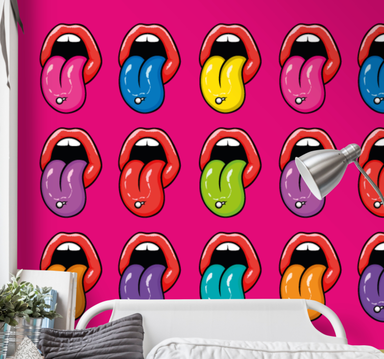 Urban art wall mural colorful tongue expressions - TenStickers
