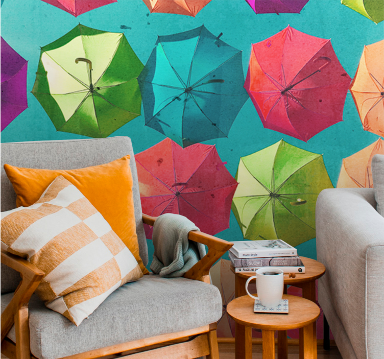 Urban art wall mural colorful umbrella design - TenStickers