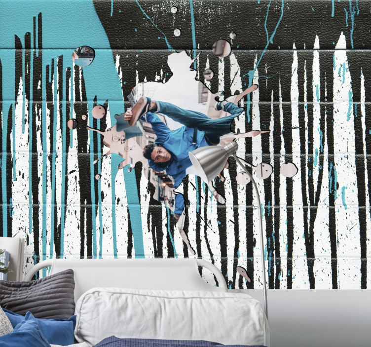 Urban art wall mural dynamic skateboarder scene - TenStickers