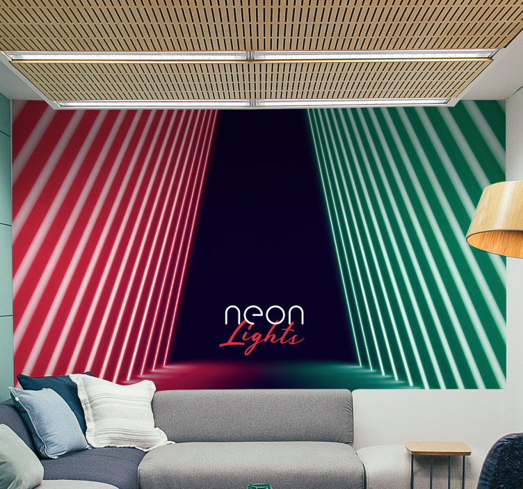 Urban art wall mural neon geometric stripes - TenStickers