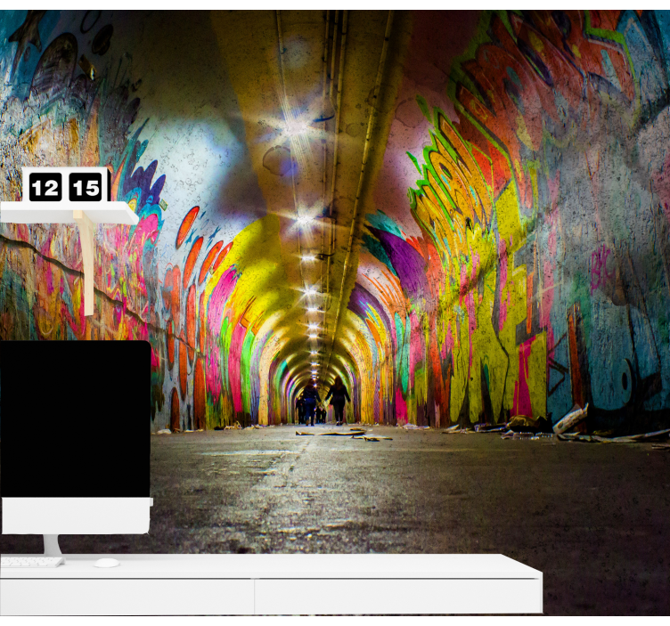 Urban art wall mural vivid tunnel graffiti - TenStickers