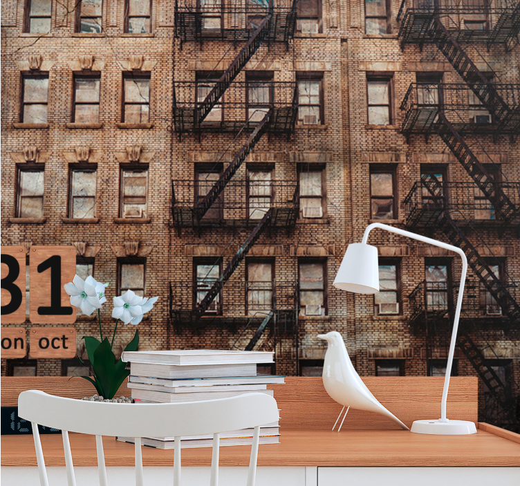 Urban Brick Facade wall mural city - TenStickers