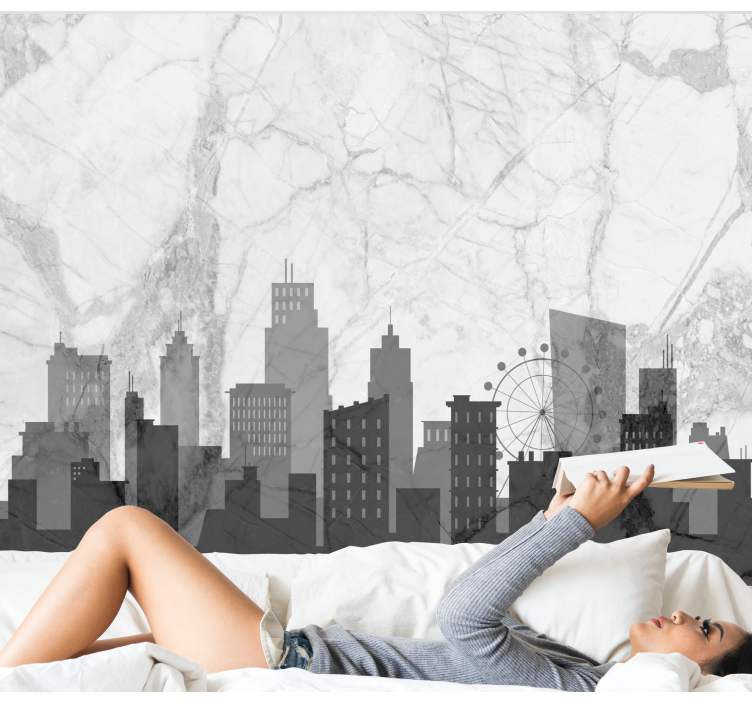 Urban Skyline Silhouette wall mural city - TenStickers